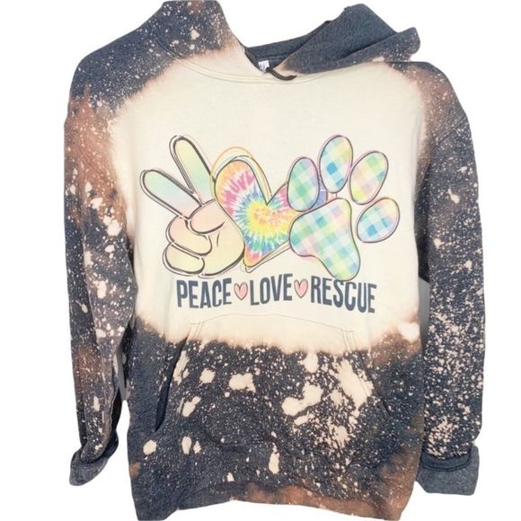 Peace Love Rescue Bleached Sweatshirt - Picture 1 of 5